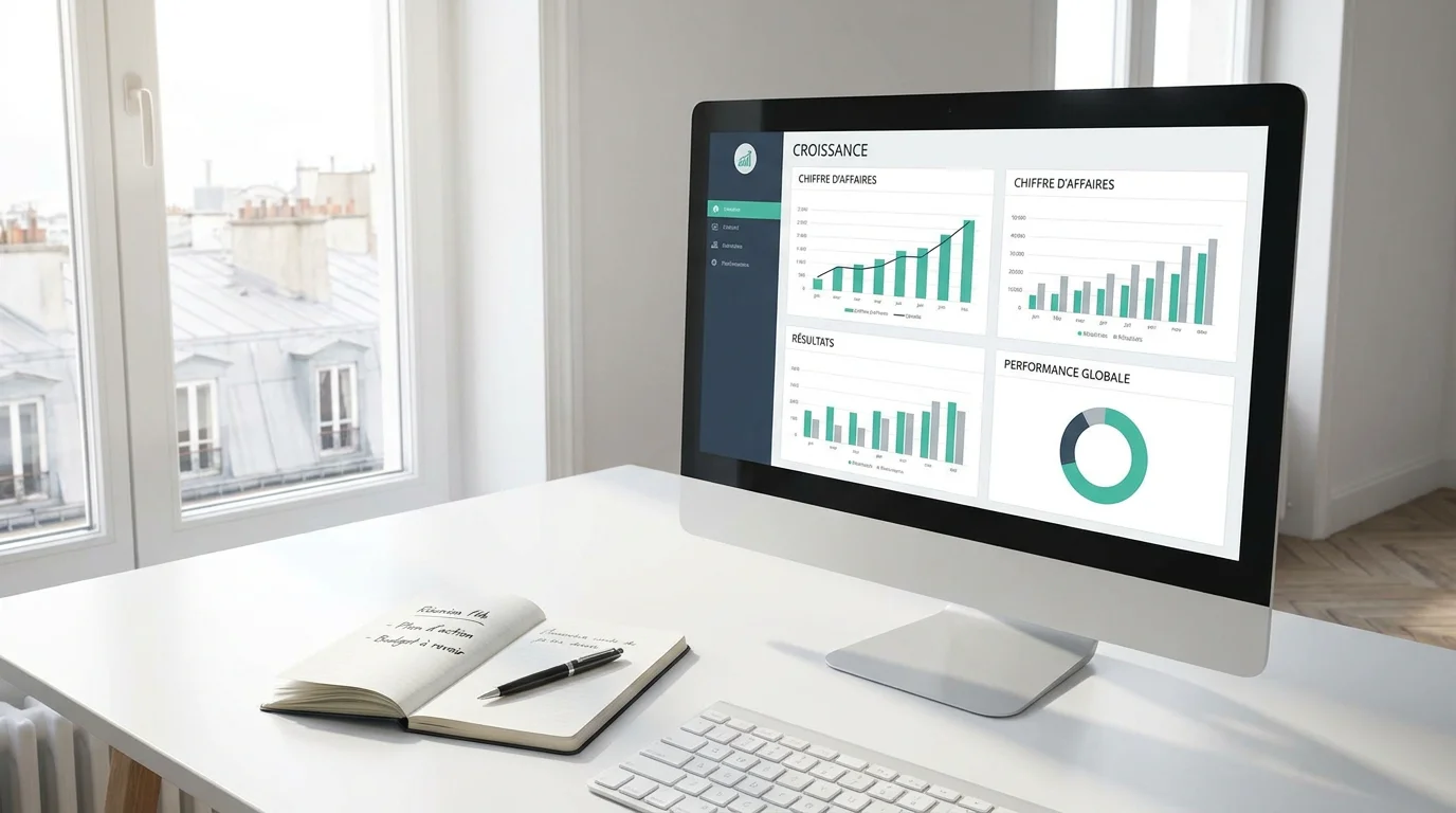 Bureau professionnel avec tableau de bord financier illustrant le coût des leads en assurance vie