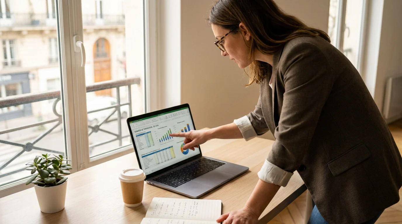 Consultant analysant les tarifs de leads mutuelle senior sur un écran d'ordinateur