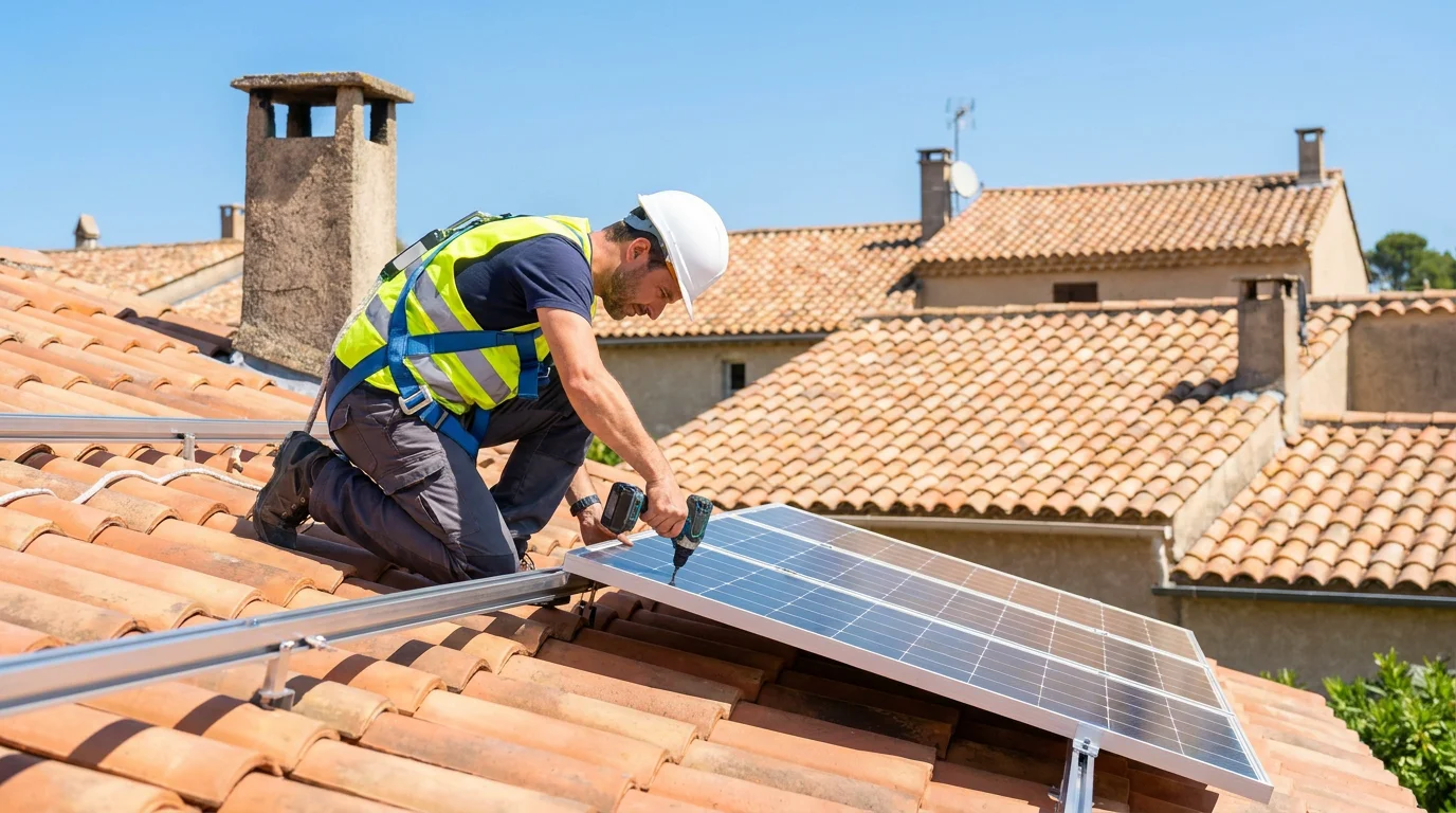 Installation de panneaux solaires sur une toiture résidentielle en France