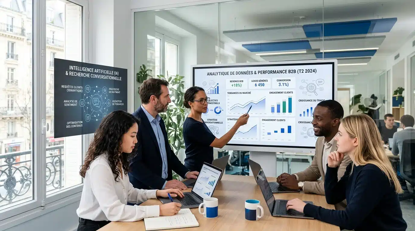 Équipe marketing B2B analysant les tendances digitales 2026