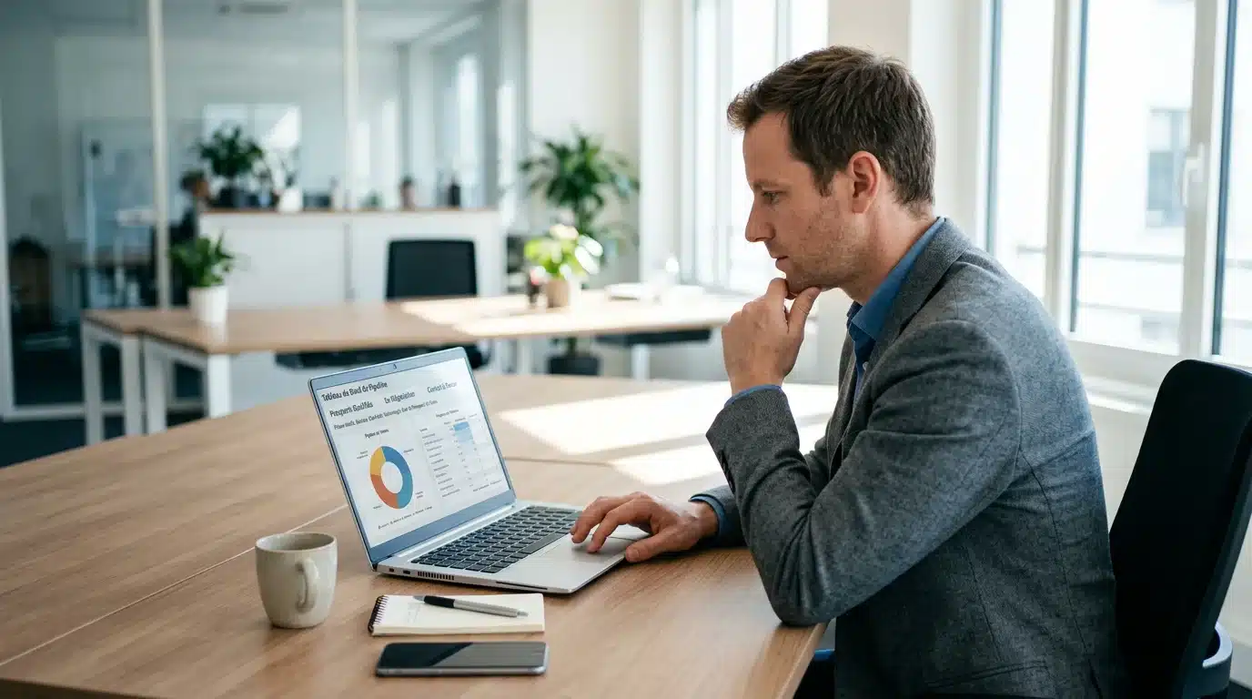 Commercial analysant la qualité de ses leads sur un tableau de bord