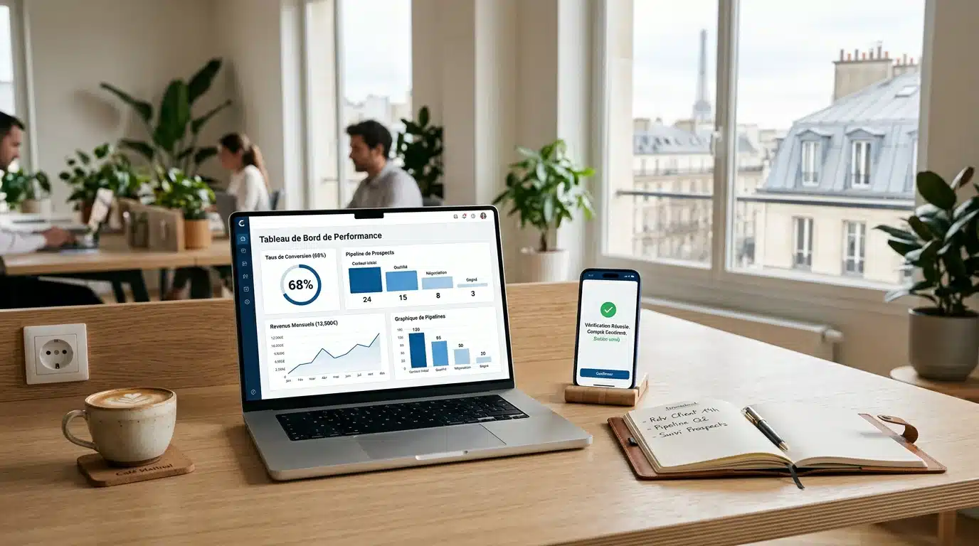 Tableau de bord de suivi et préqualification des leads sur un bureau professionnel