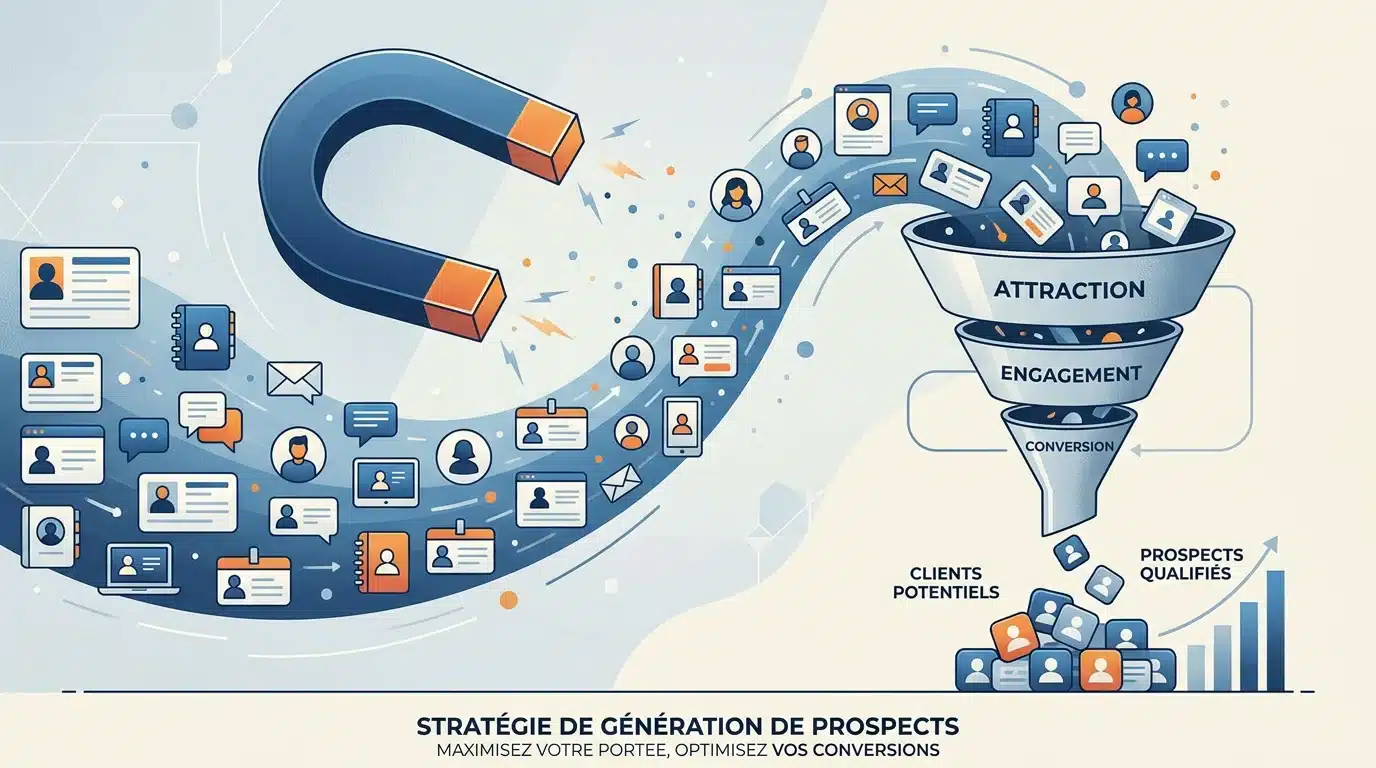Aimant attirant des fiches contact numériques vers un entonnoir de conversion
