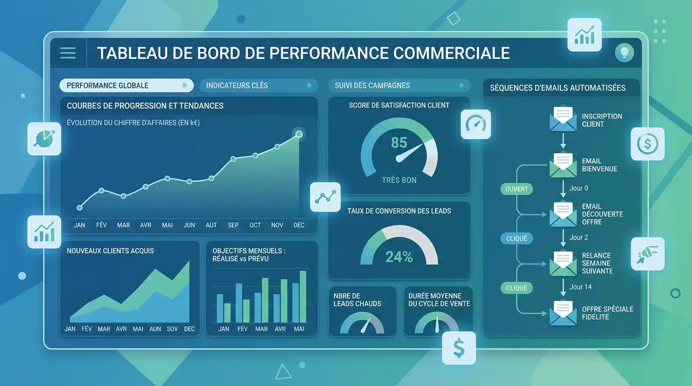 Tableau de bord illustrant le lead scoring et le nurturing