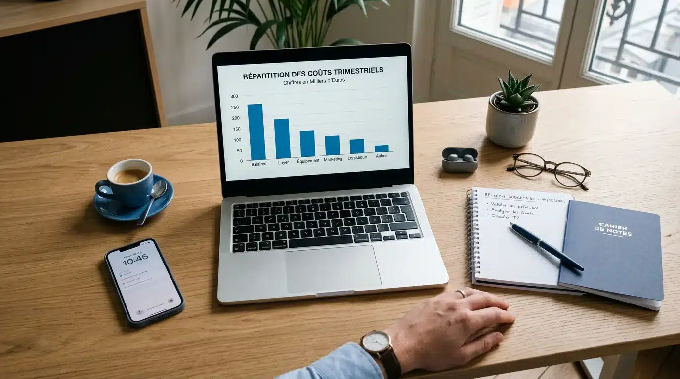 Bureau avec graphique illustrant le coût par lead B2C