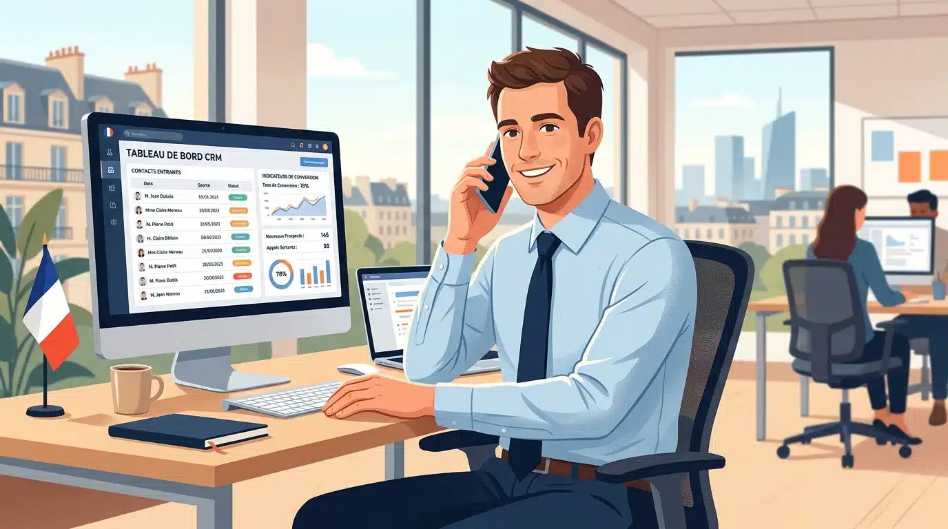 Commercial rappelant un lead qualifié depuis son logiciel de suivi