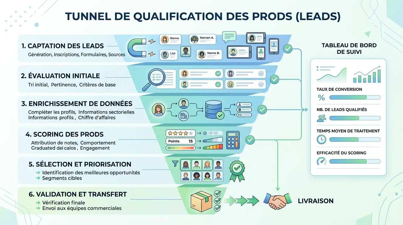 Étapes de préqualification d'un lead avant livraison au commercial