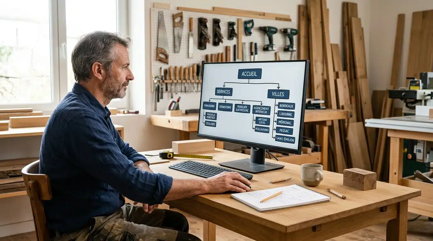 Artisan consultant l'arborescence de son site web pour générer des leads qualifiés